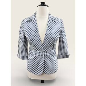 Doncaster Collection East Hampton Gingham Seer Sucker 3/4 Sleeve Jacket, Size 12